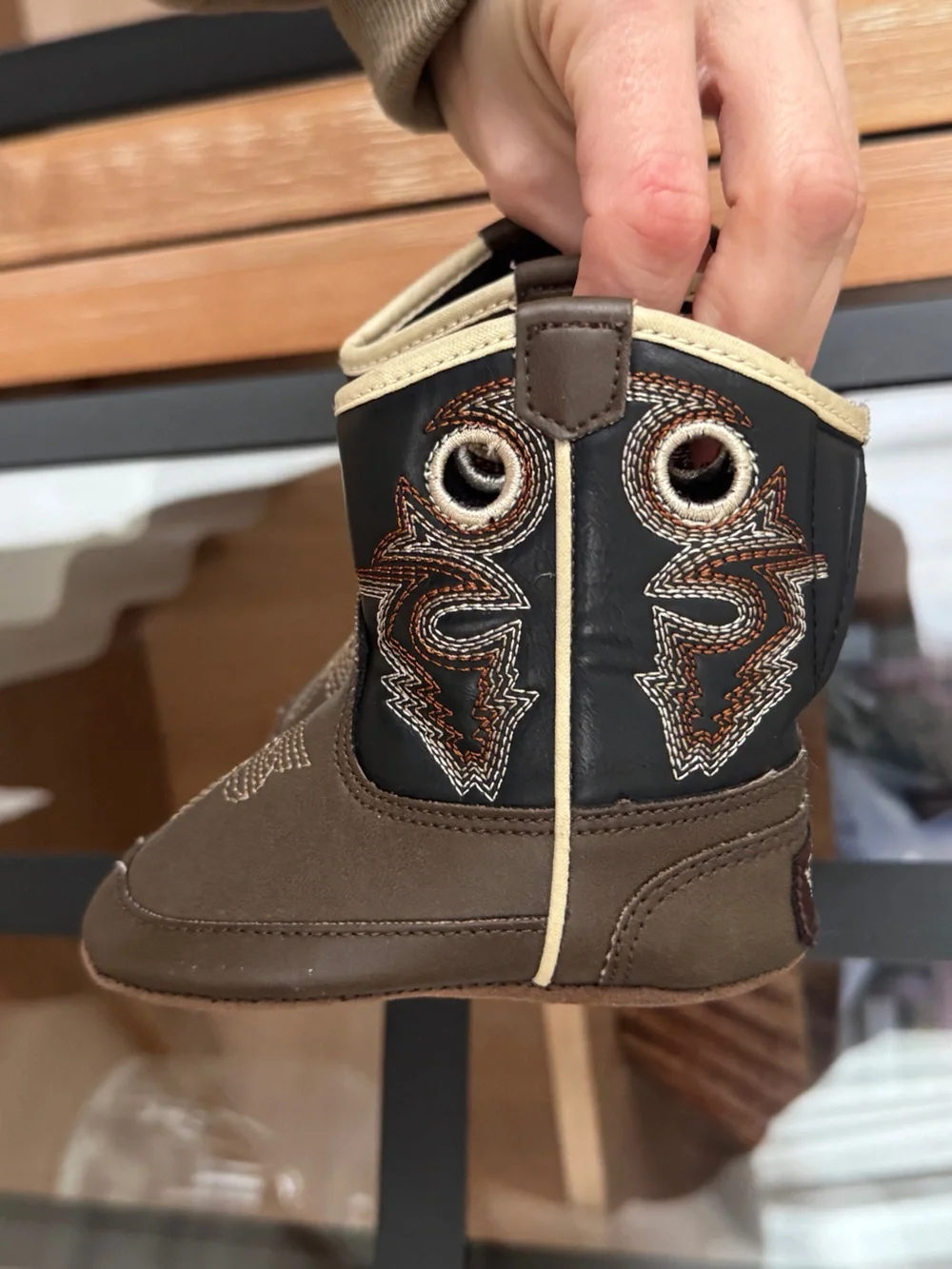 Double Barrel baby cowboy boots infant bucker western velcro square toe